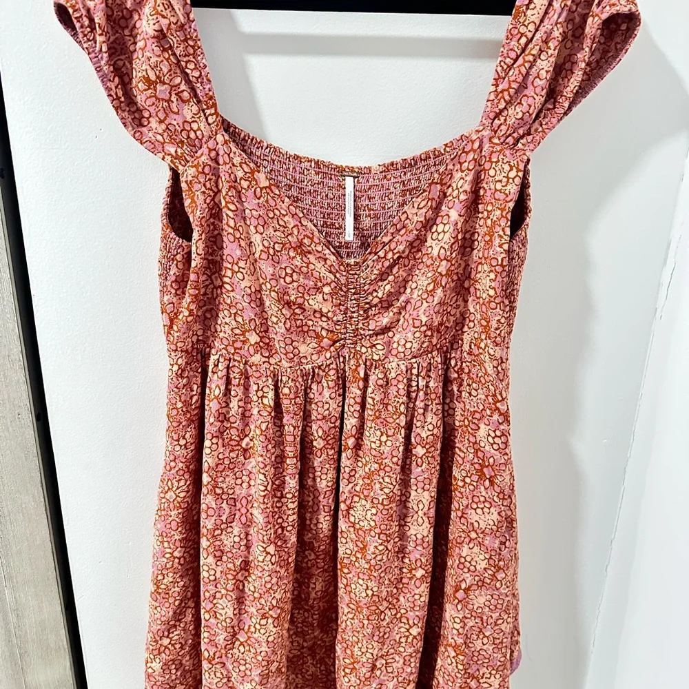 Free People Rose-Print Empire Mini Dress Size Large - Picture 4 of 10